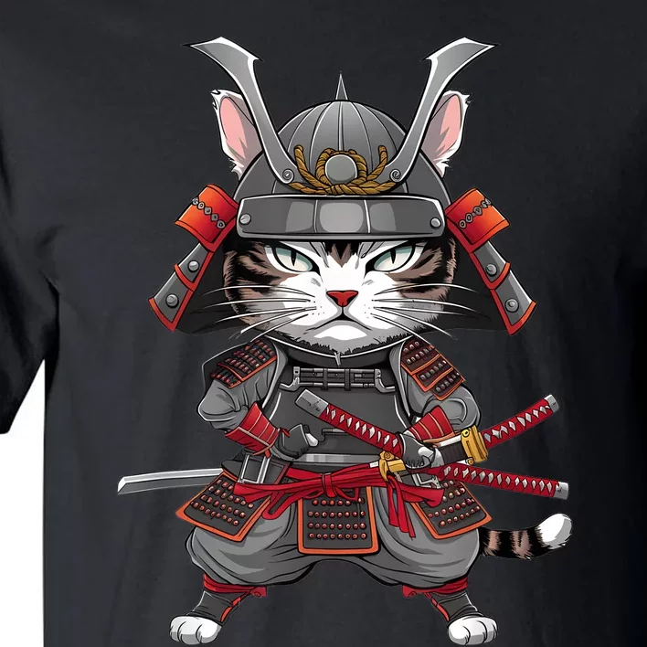 Japanese Samurai Cat Funny Parody Japanese Anime Tall T-Shirt