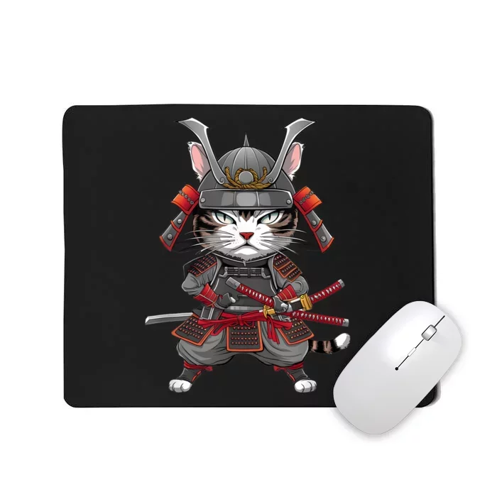 Japanese Samurai Cat Funny Parody Japanese Anime Mousepad