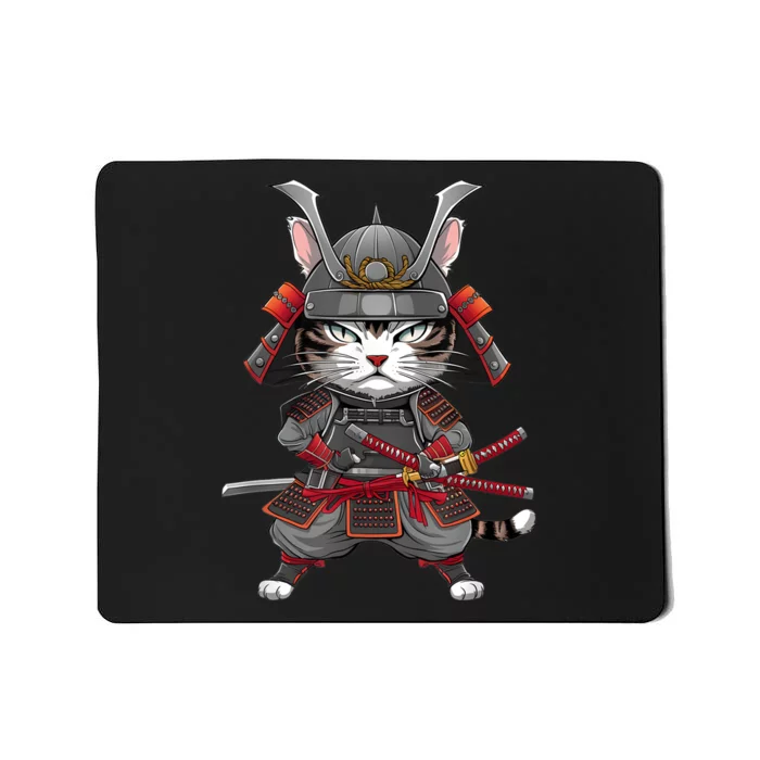 Japanese Samurai Cat Funny Parody Japanese Anime Mousepad