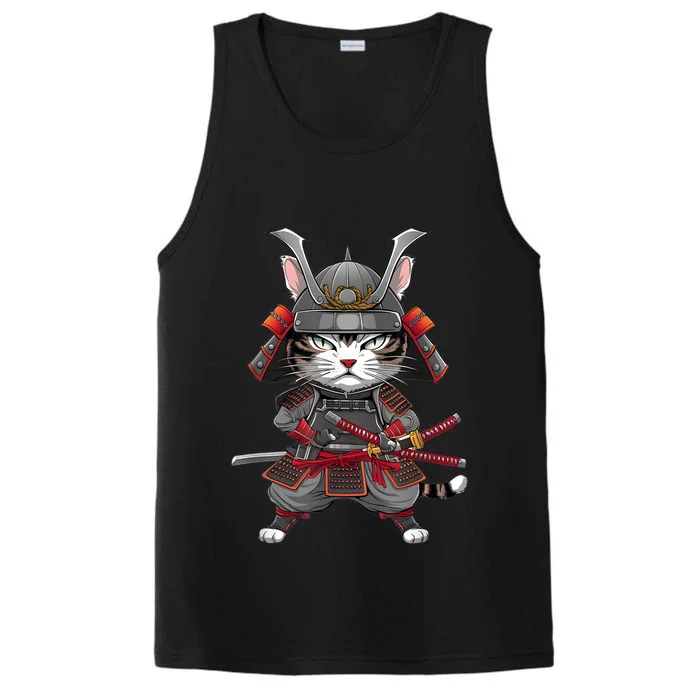 Japanese Samurai Cat Funny Parody Japanese Anime Performance Tank