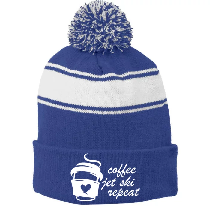 Jet Skiing Coffee Jet Ski Repeat Jet Ski Lover Gift Stripe Pom Pom Beanie