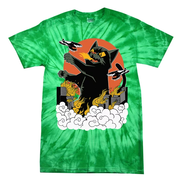 Japanese Sunset Catzilla Tie-Dye T-Shirt