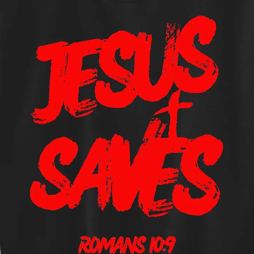 Jesus Saves Christian Faith Bold Red Letters And Cross Cute Kids Sweatshirt