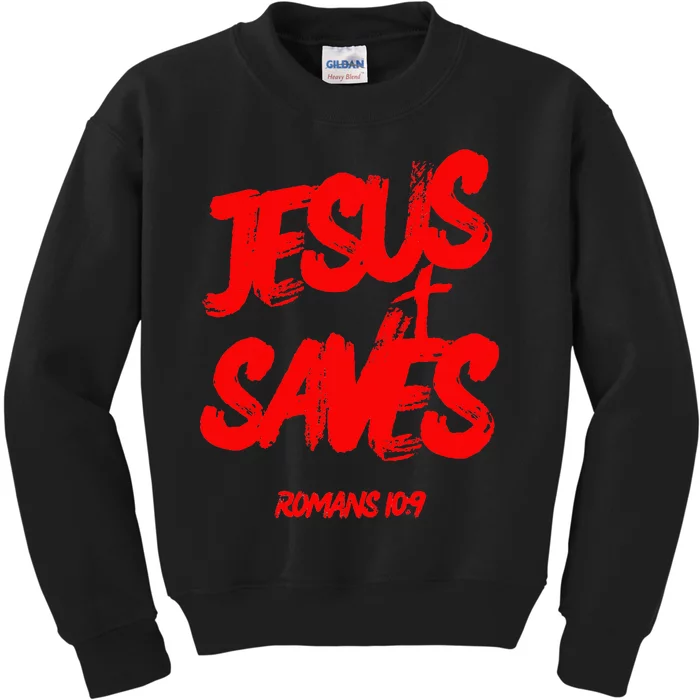 Jesus Saves Christian Faith Bold Red Letters And Cross Cute Kids Sweatshirt