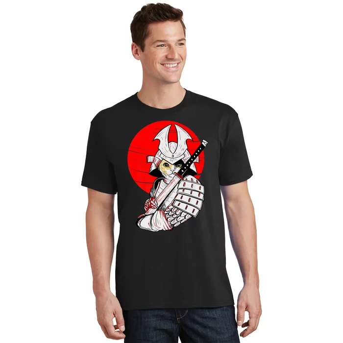 Japanese Samurai Cat Katana Japanese Bobtail Cat Anime T-Shirt