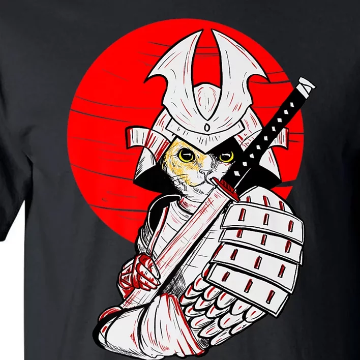 Japanese Samurai Cat Katana Japanese Bobtail Cat Anime Tall T-Shirt