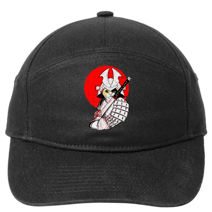 Japanese Samurai Cat Katana Japanese Bobtail Cat Anime 7-Panel Snapback Hat