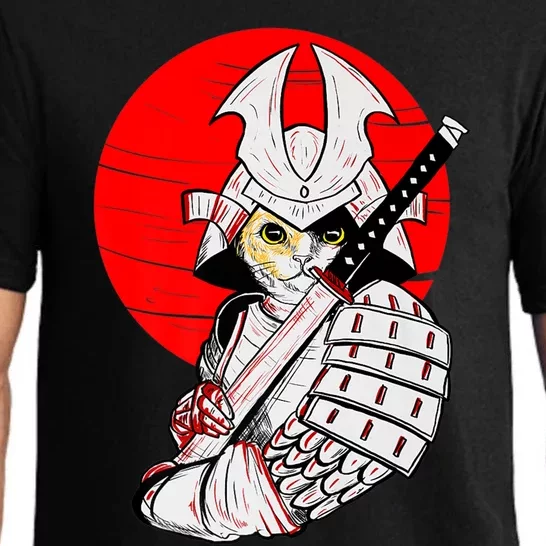 Japanese Samurai Cat Katana Japanese Bobtail Cat Anime Pajama Set