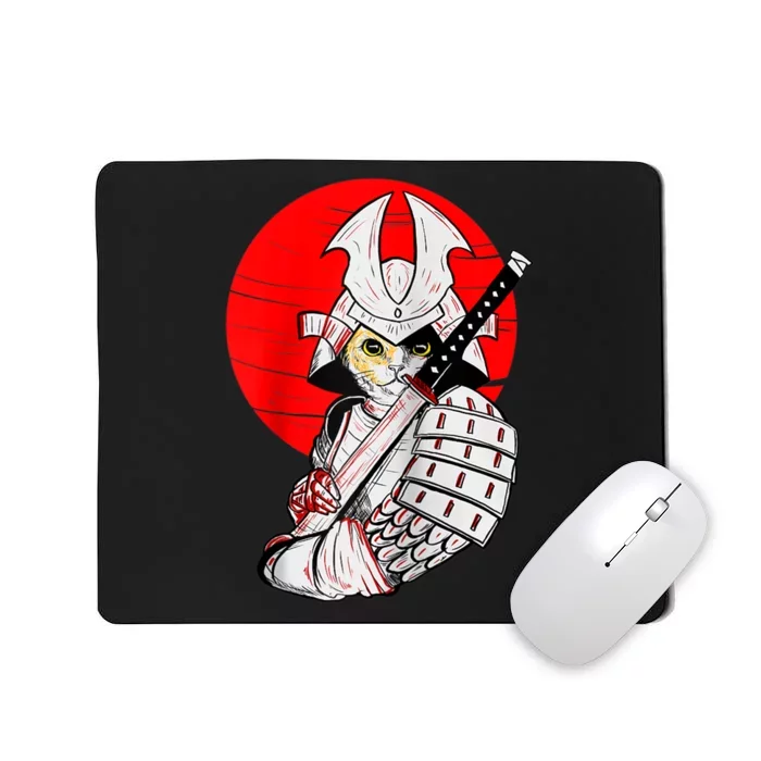 Japanese Samurai Cat Katana Japanese Bobtail Cat Anime Raglan Mousepad