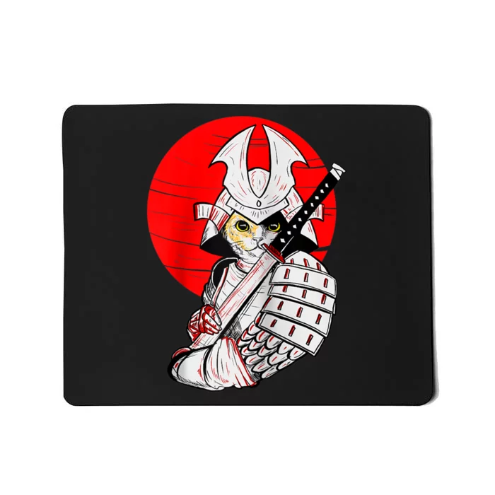 Japanese Samurai Cat Katana Japanese Bobtail Cat Anime Raglan Mousepad