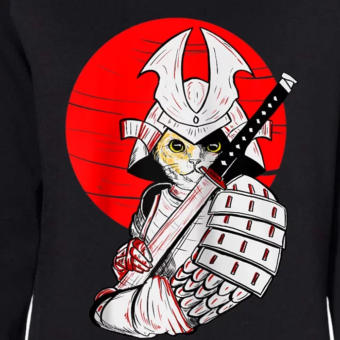 Japanese Samurai Cat Katana Japanese Bobtail Cat Anime Raglan Womens California Wash Sweatshirt