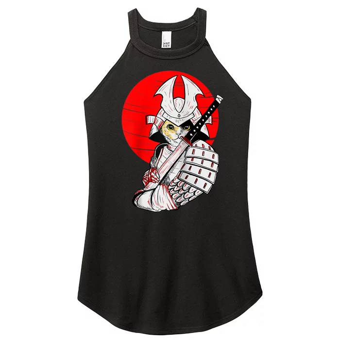 Japanese Samurai Cat Katana Japanese Bobtail Cat Anime Raglan Women’s Perfect Tri Rocker Tank