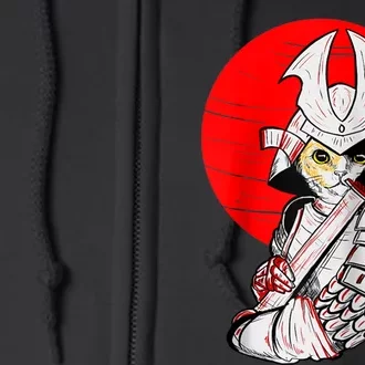 Japanese Samurai Cat Katana Japanese Bobtail Cat Anime Raglan Full Zip Hoodie