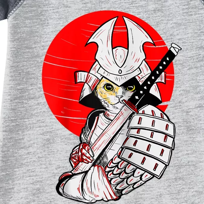 Japanese Samurai Cat Katana Japanese Bobtail Cat Anime Raglan Infant Baby Jersey Bodysuit