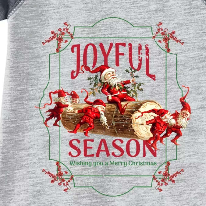 Joyful Season Christmas Season Santa And Elves Infant Baby Jersey Bodysuit