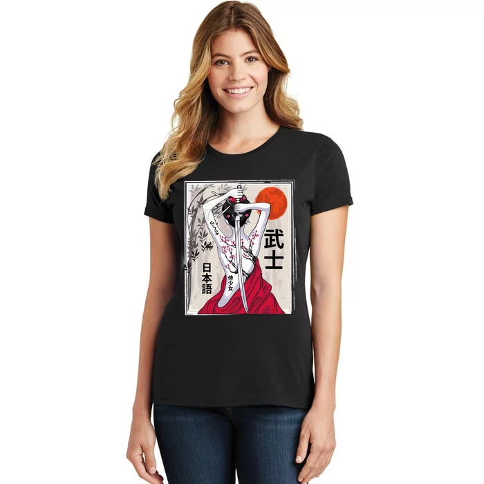 Japanese Samurai Culture Scenery Vintage Sakura Cherry Women's T-Shirt