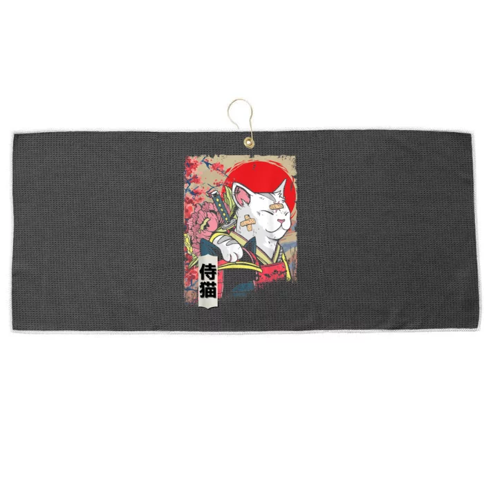 Japanese Samurai Cat Warrior Japan Ninja Kitten Large Microfiber Waffle Golf Towel