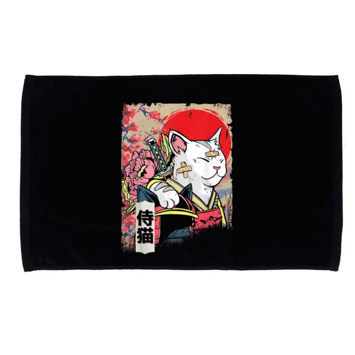 Japanese Samurai Cat Warrior Japan Ninja Kitten Microfiber Hand Towel