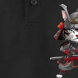 Japanese Samurai Cat Funny Parody Japanese Dry Zone Grid Performance Polo