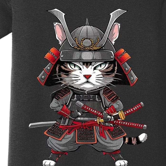 Japanese Samurai Cat Funny Parody Japanese Baby Bodysuit