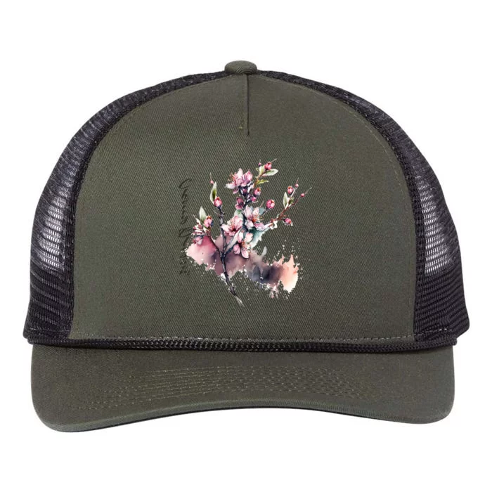 Japan Sakura Cherry Blossoms In Spring Gift Retro Rope Trucker Hat Cap