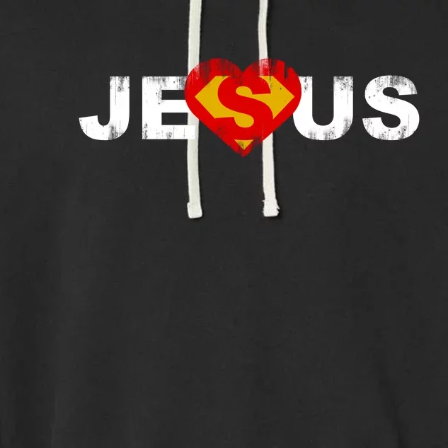 Jesus Superhero Christianity Garment-Dyed Fleece Hoodie