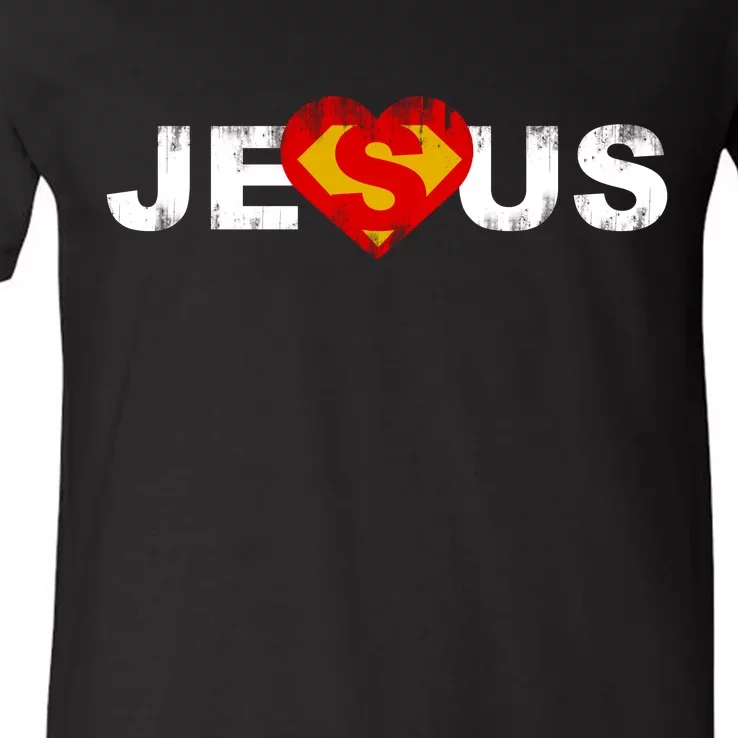 Jesus Superhero Christianity V-Neck T-Shirt