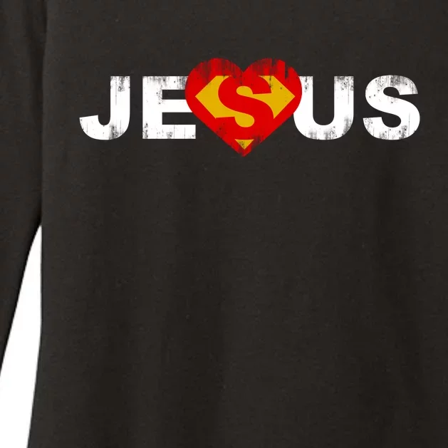 Jesus Superhero Christianity Womens CVC Long Sleeve Shirt