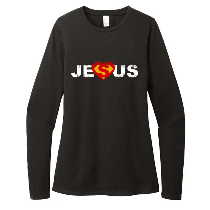 Jesus Superhero Christianity Womens CVC Long Sleeve Shirt