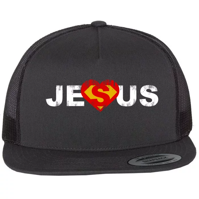 Jesus Superhero Christianity Flat Bill Trucker Hat