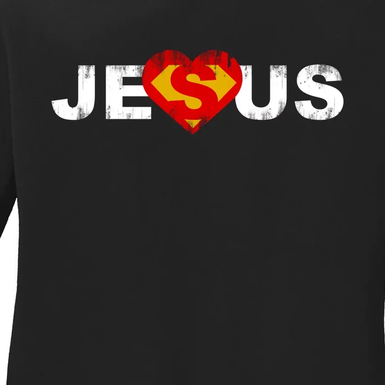 Jesus Superhero Christianity Ladies Long Sleeve Shirt