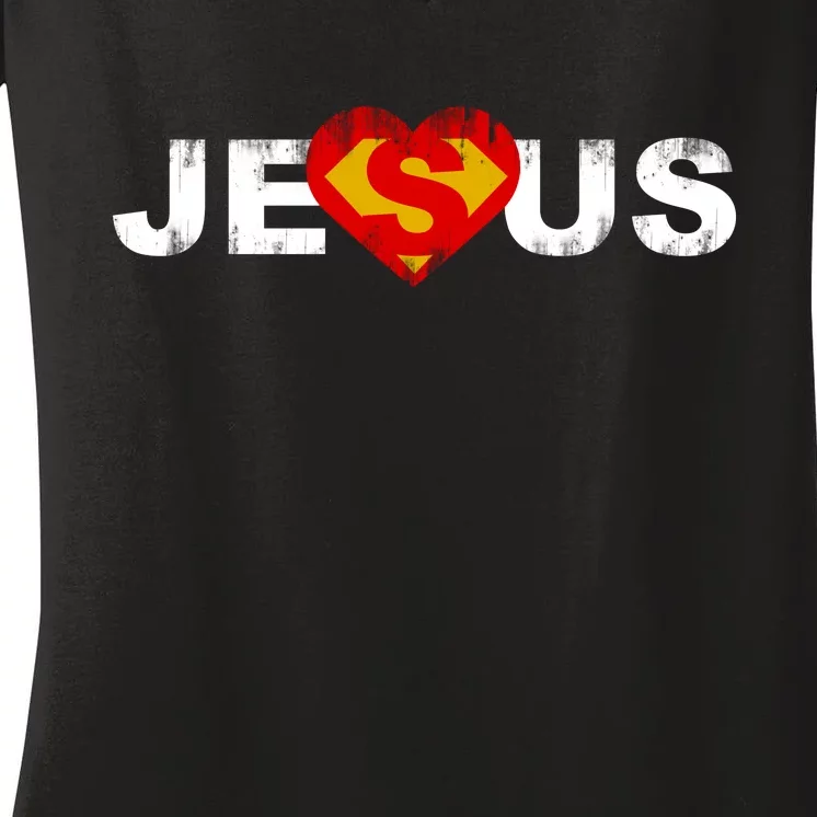 Jesus Superhero Christianity Women's V-Neck T-Shirt