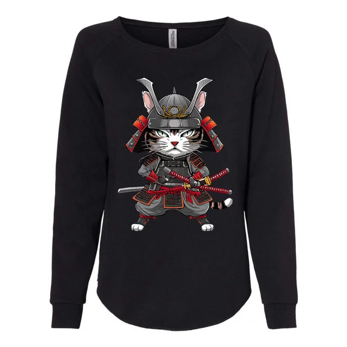 Japanese Samurai Cat Funny Parody Japanese Womens California Wash Sweatshirt