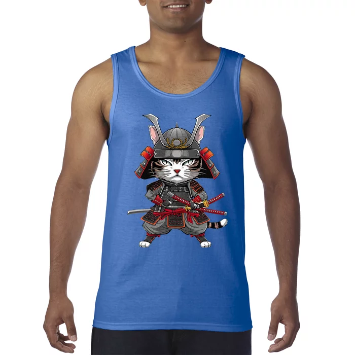 Japanese Samurai Cat Funny Parody Japanese Tank Top