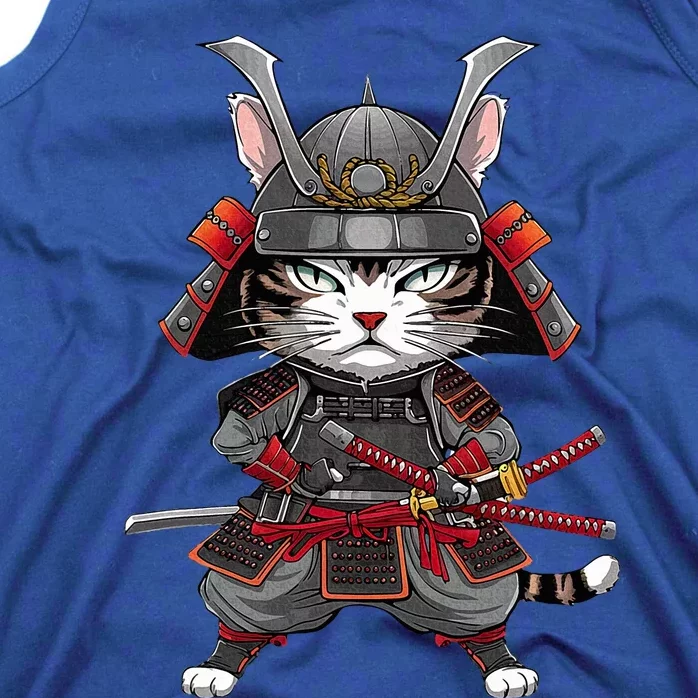 Japanese Samurai Cat Funny Parody Japanese Tank Top