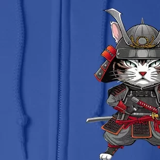 Japanese Samurai Cat Funny Parody Japanese Full Zip Hoodie