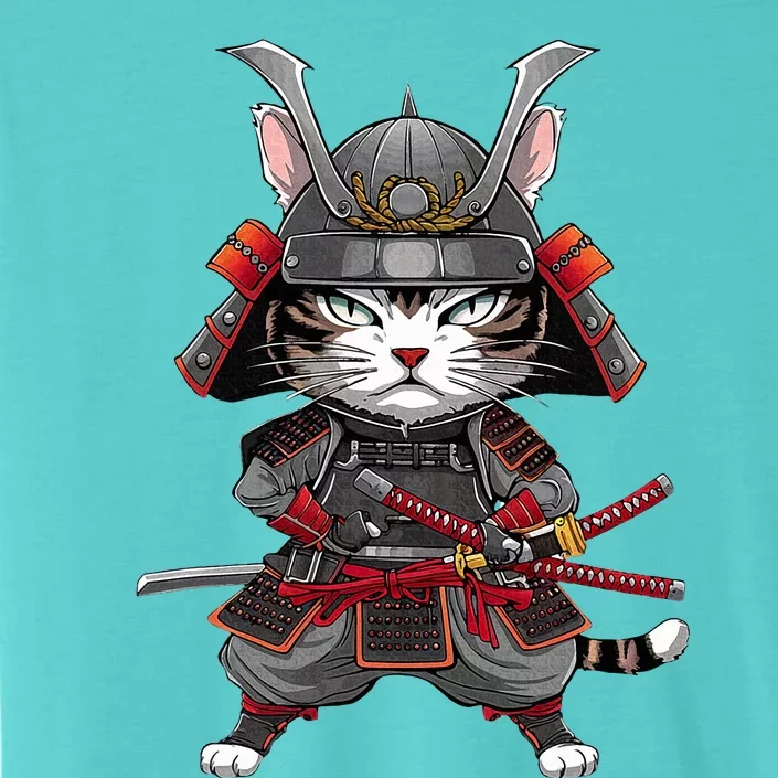 Japanese Samurai Cat Funny Parody Japanese ChromaSoft Performance T-Shirt