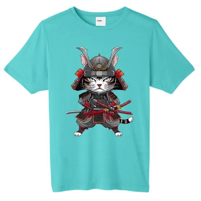 Japanese Samurai Cat Funny Parody Japanese ChromaSoft Performance T-Shirt