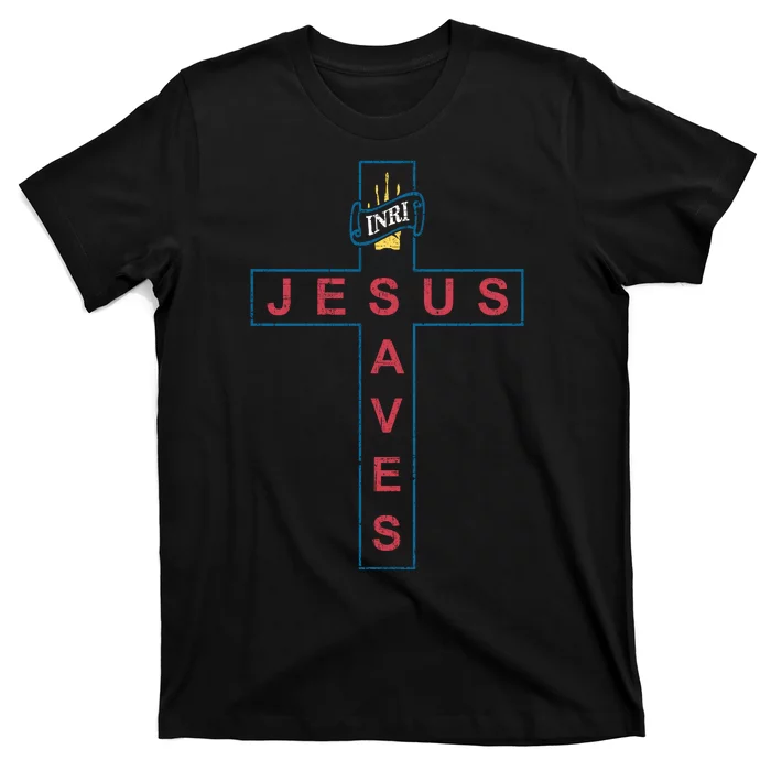 Jesus Saves Christian Slogan Cross T Shirt Teeshirtpalace