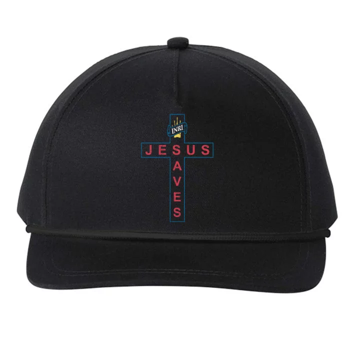 Jesus Saves Christian Slogan Cross Snapback Five-Panel Rope Hat