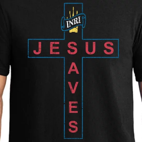 Jesus Saves Christian Slogan Cross Pajama Set