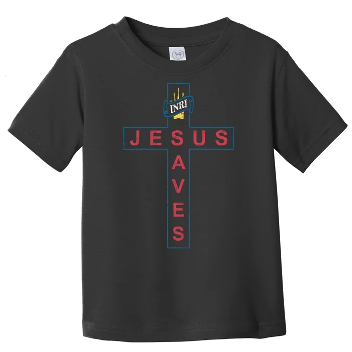 Jesus Saves Christian Slogan Cross Toddler T-Shirt