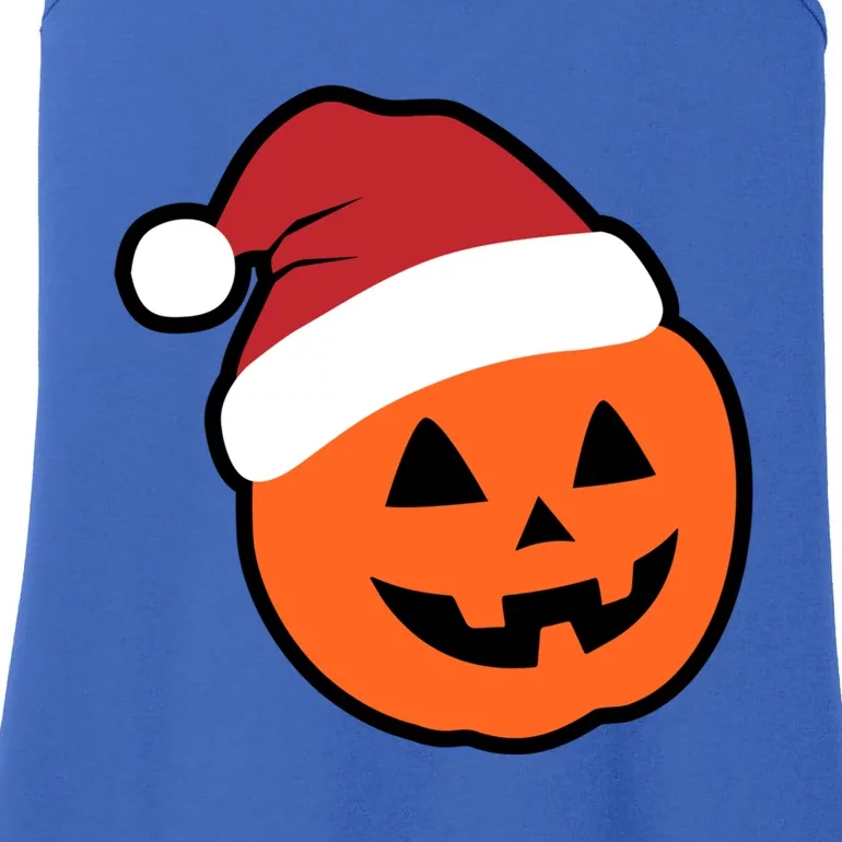 Jackolantern Santa Christmas Hat Jack O Lantern Santa Claus Gift Ladies Essential Tank