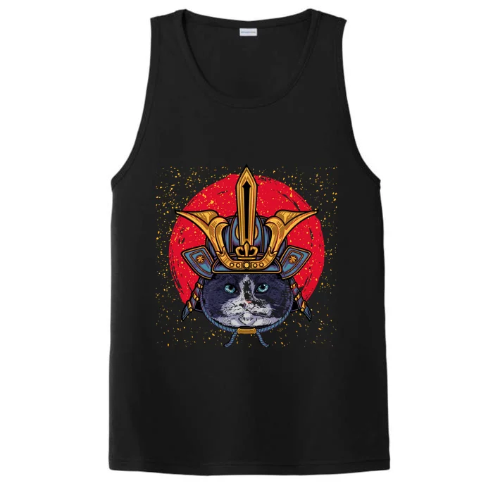 Japanese Samurai Cat Vintage Performance Tank