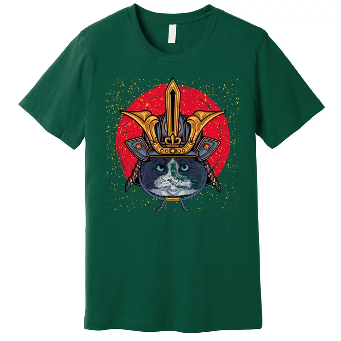 Japanese Samurai Cat Vintage Premium T-Shirt