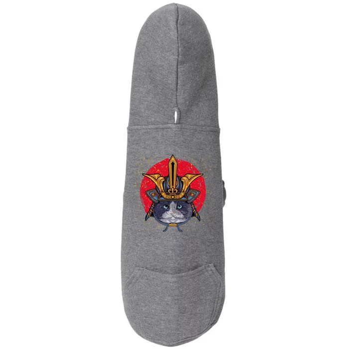 Japanese Samurai Cat Vintage Doggie 3-End Fleece Hoodie