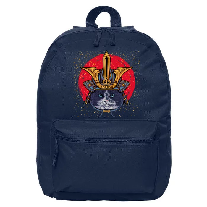 Japanese Samurai Cat Vintage 16 in Basic Backpack