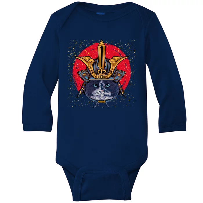 Japanese Samurai Cat Vintage Baby Long Sleeve Bodysuit