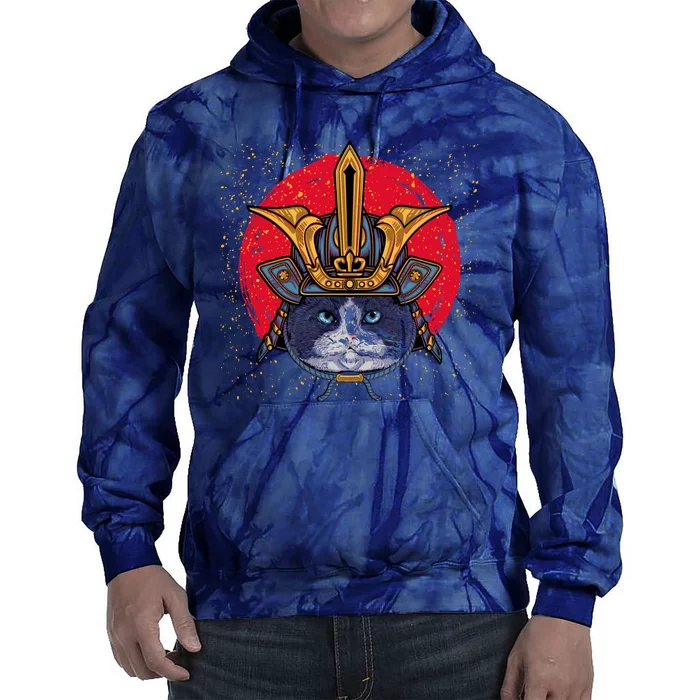 Japanese Samurai Cat Vintage Tie Dye Hoodie