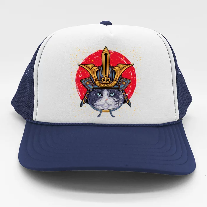 Japanese Samurai Cat Vintage Trucker Hat